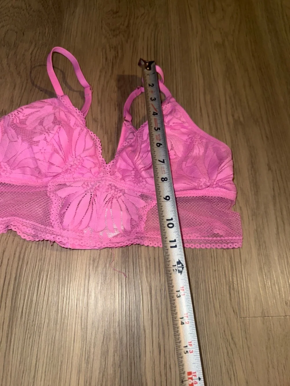 Aerie Real Good Hot Pink Floral Lace Lightly Lined Longline Bralette Large